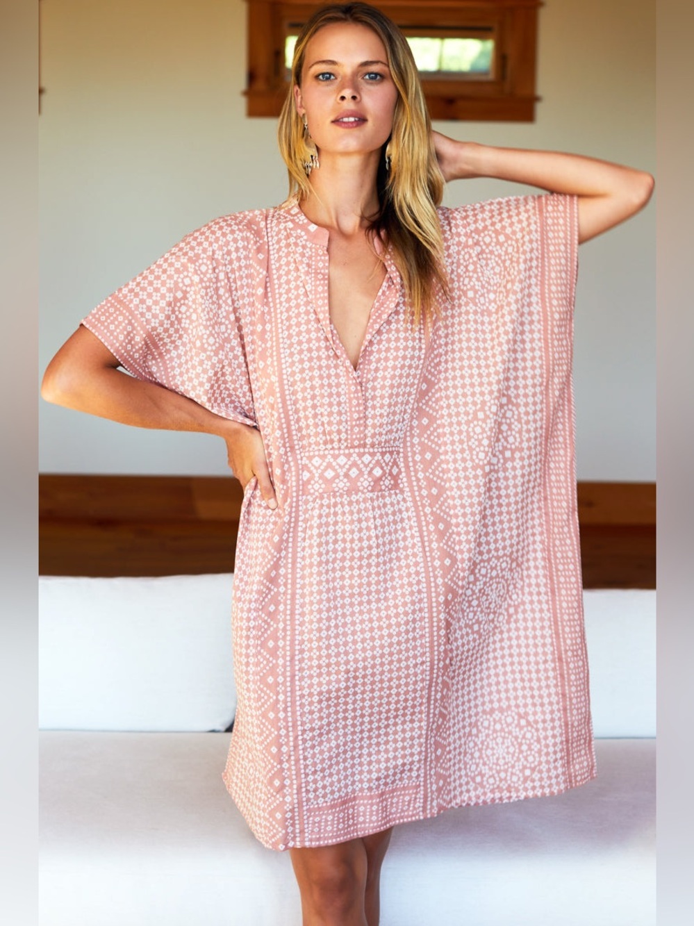 Emerson Fry India Collection Emerson Short Caftan Muted Clay Organic One Size